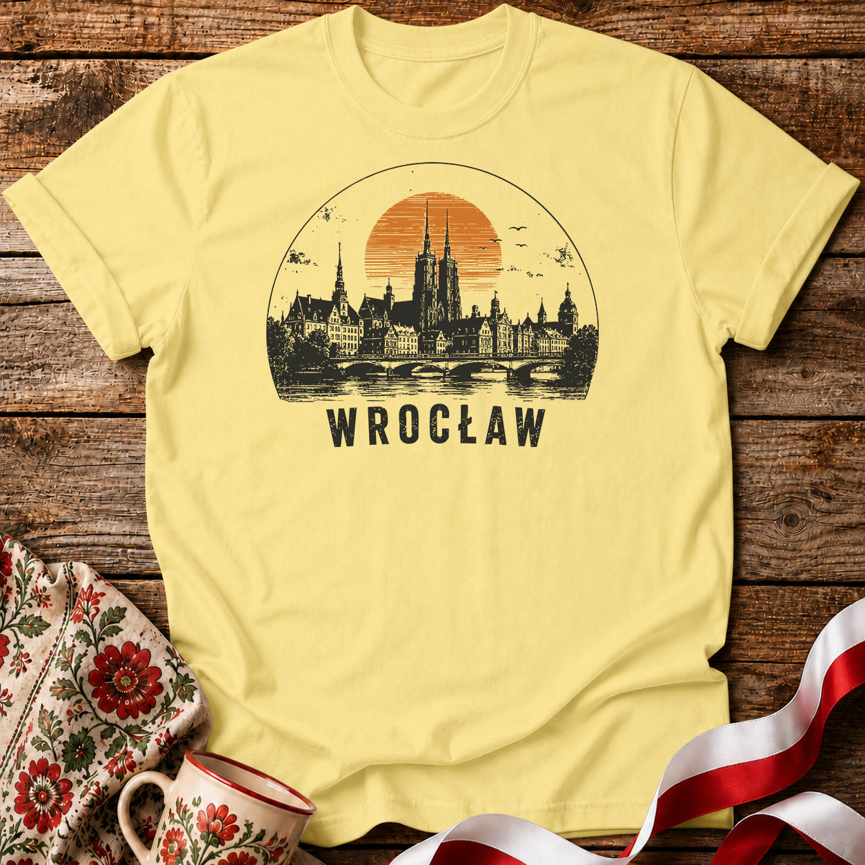 Wrocław Sunset Skyline Polish City Unisex T-Shirt