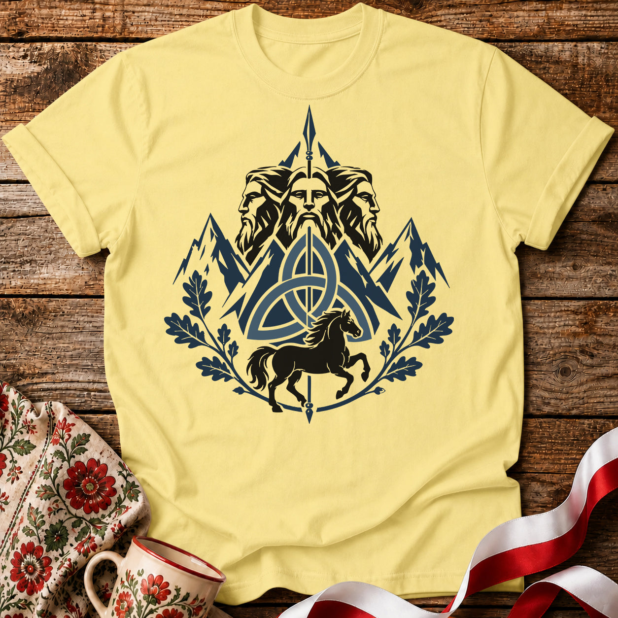 Triglav Blue Triquetra Slavic Mythology Unisex T-Shirt