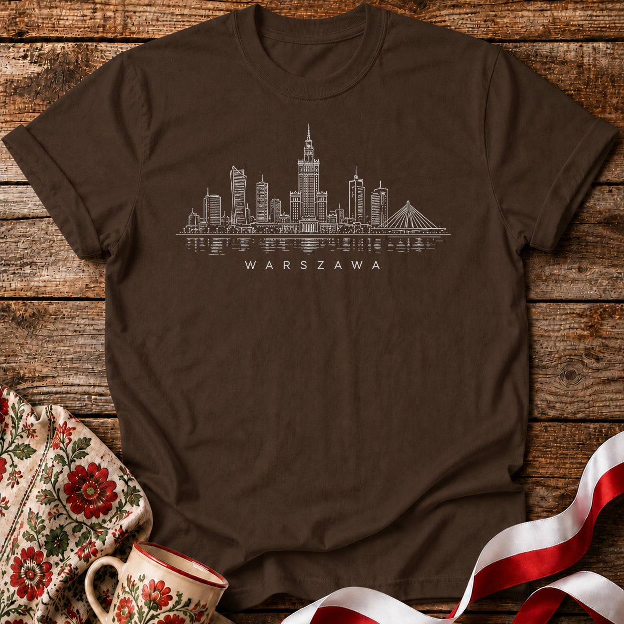 Warszawa Minimal Skyline Polish City Unisex T-Shirt