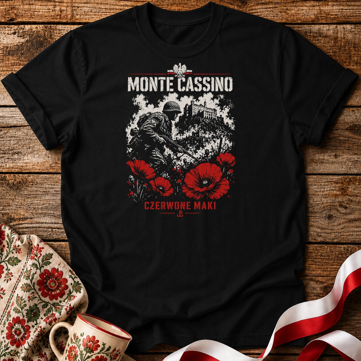 Monte Cassino Czerwone Maki Unisex T-Shirt