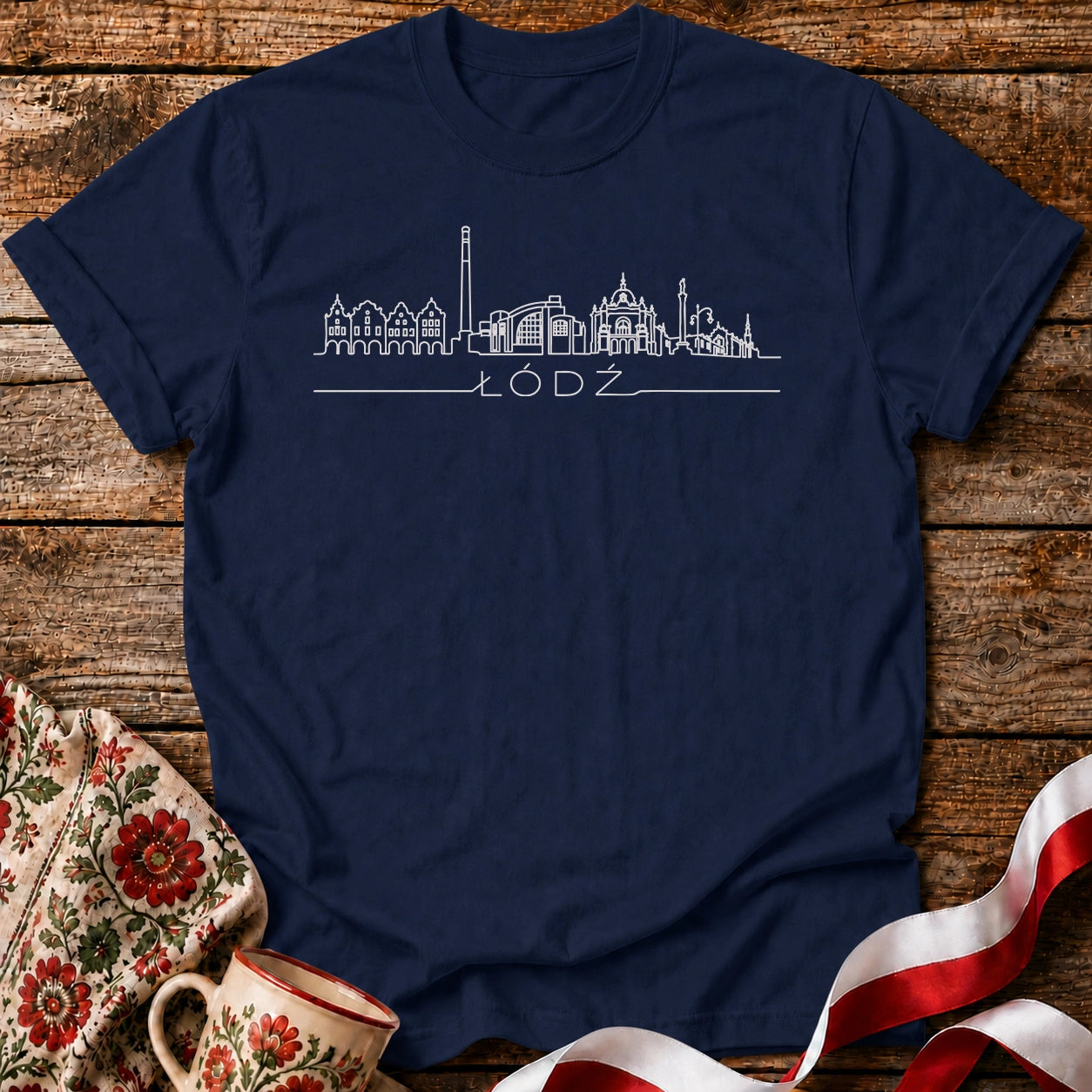 Łódź Minimal Skyline Polish City Unisex T-Shirt