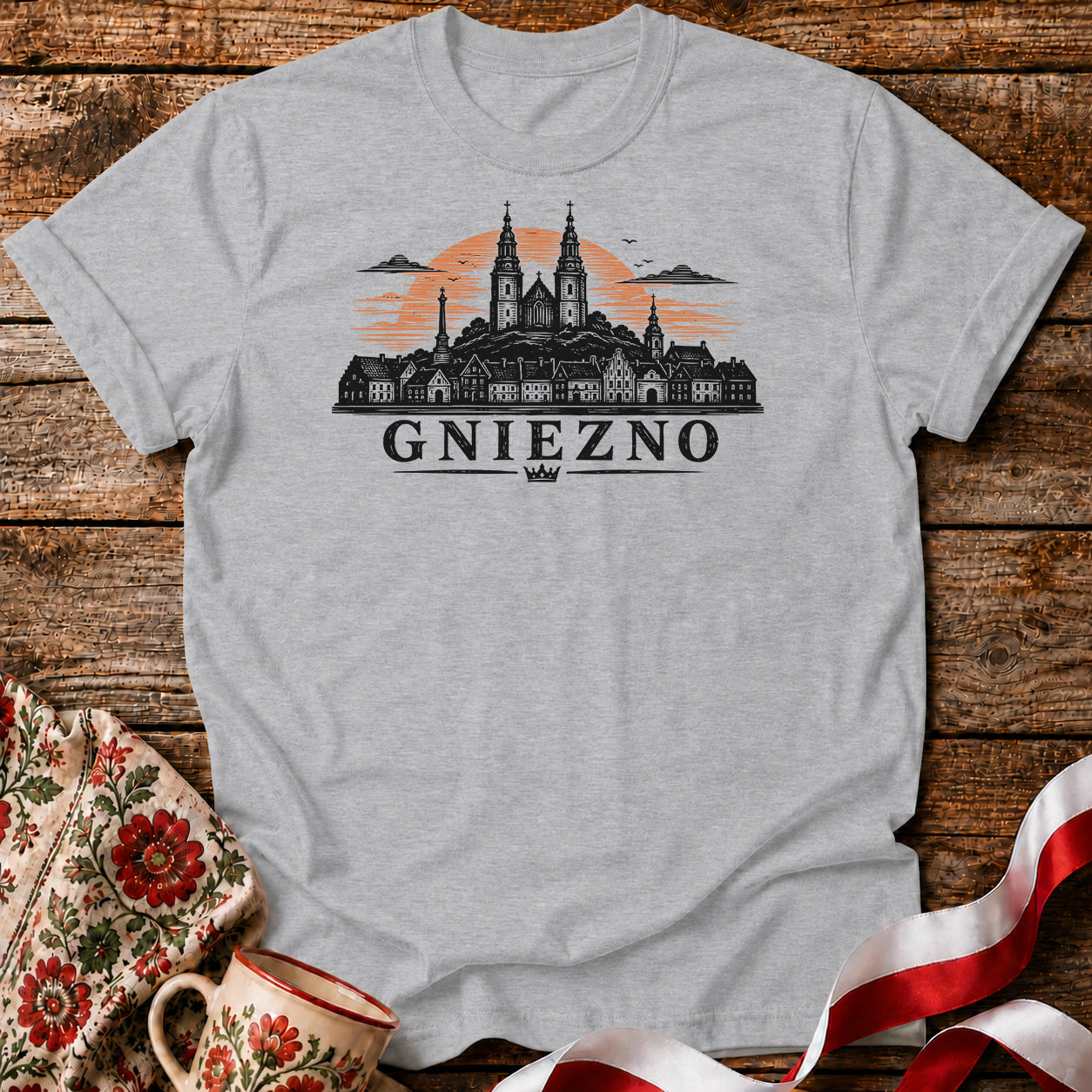 Gniezno Sunset Skyline Polish City Unisex T-Shirt