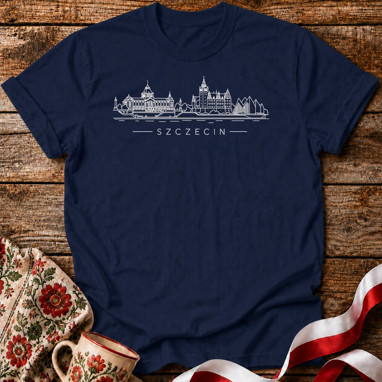 Szczecin Minimal Skyline Polish City Unisex T-Shirt