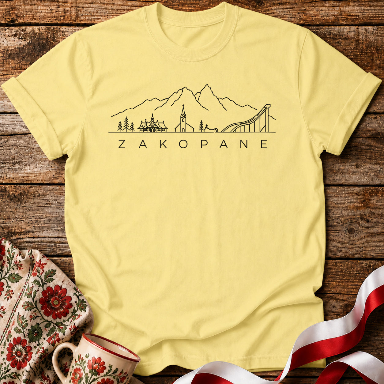 Zakopane Minimal Skyline Polish City Unisex T-Shirt