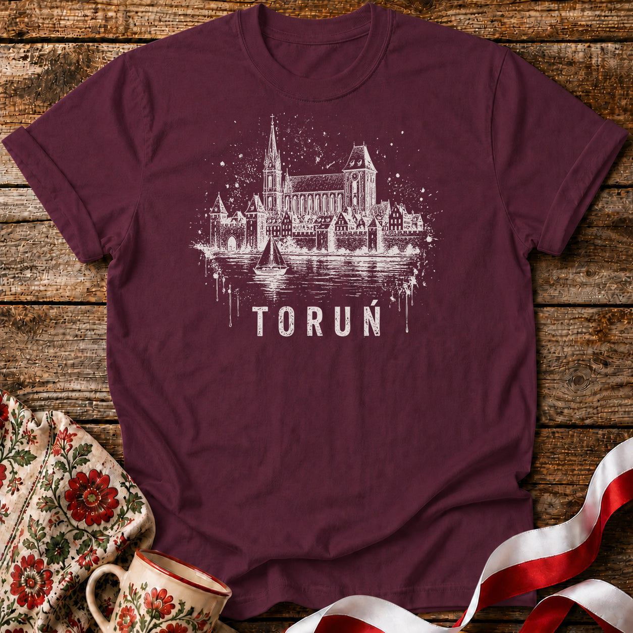 Toruń Ink Skyline Polish City Unisex T-Shirt