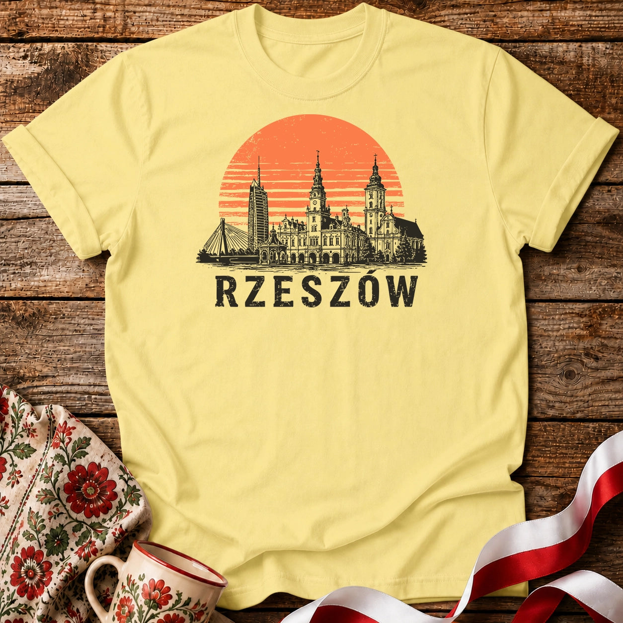 Rzeszów Sunset Skyline Polish City Unisex T-Shirt