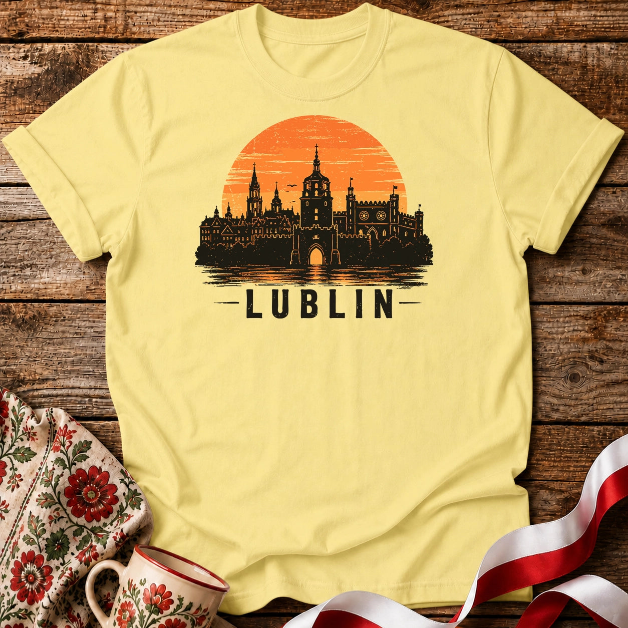 Lublin Sunset Skyline Polish City Unisex T-Shirt