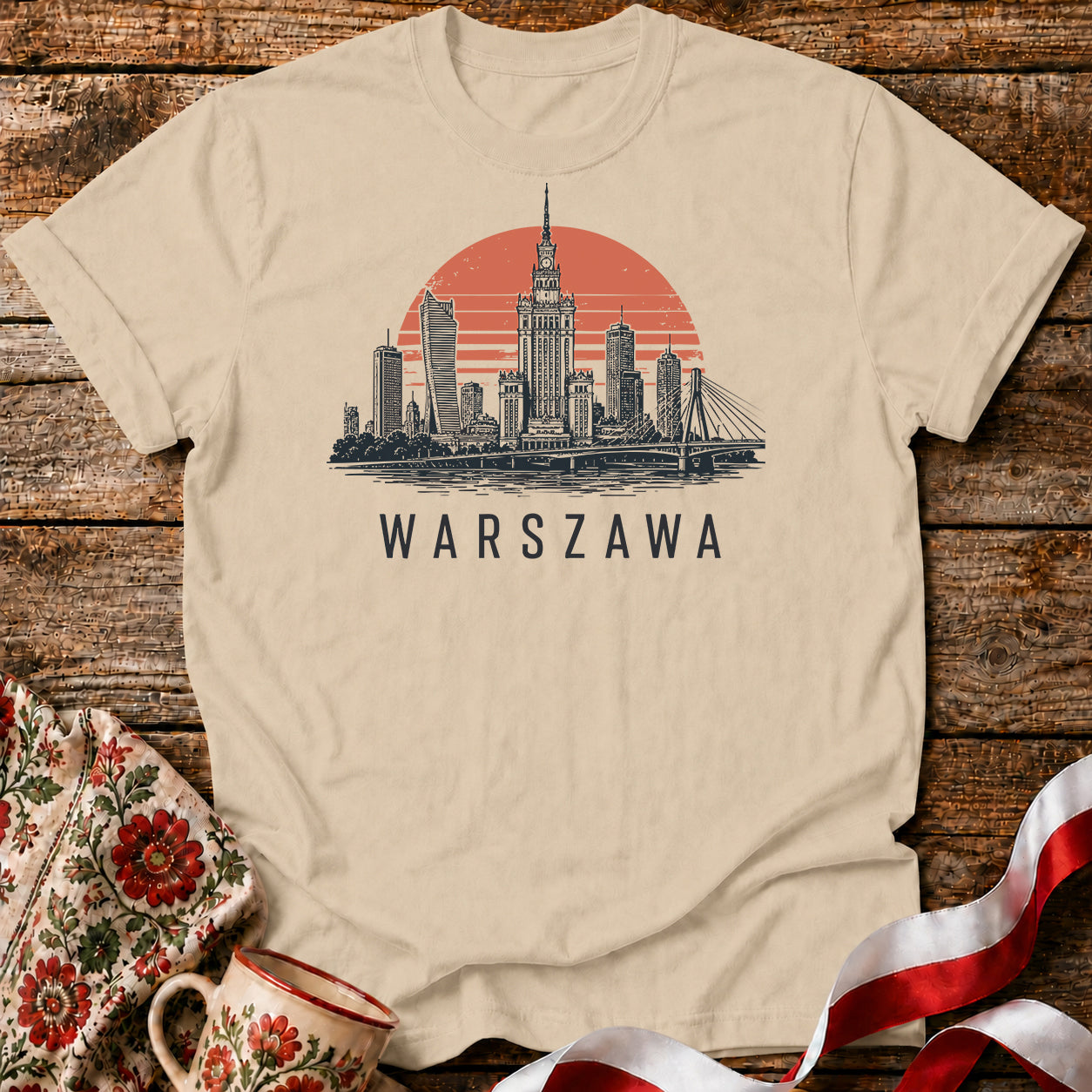Warszawa Sunset Skyline Polish City Unisex T-Shirt