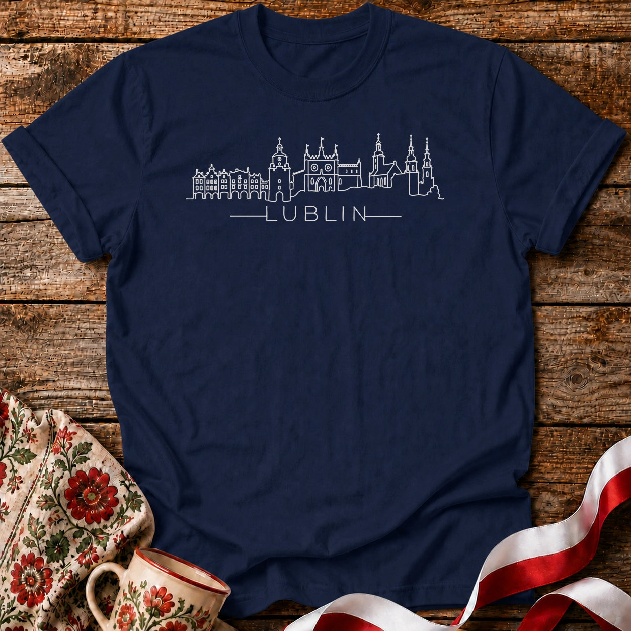 Lublin Minimal Skyline Polish City Unisex T-Shirt