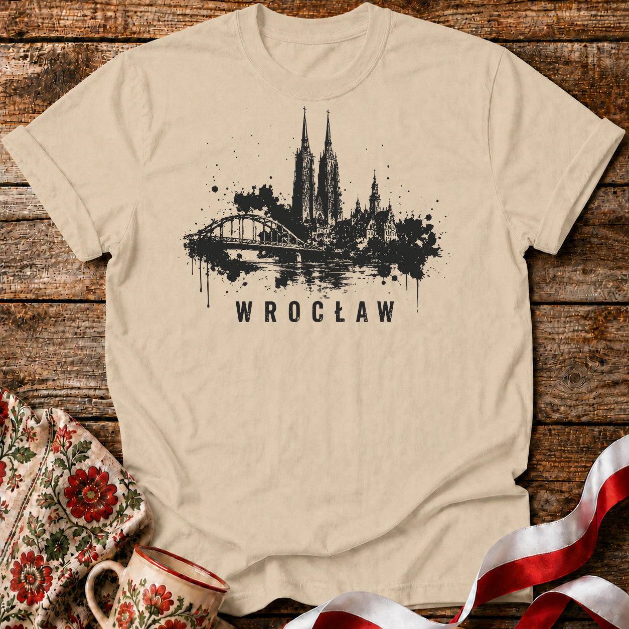 Wrocław Dark Skyline Polish City Unisex T-Shirt