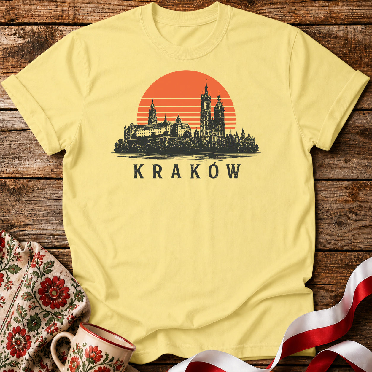 Kraków Sunset Skyline Polish City Unisex T-Shirt