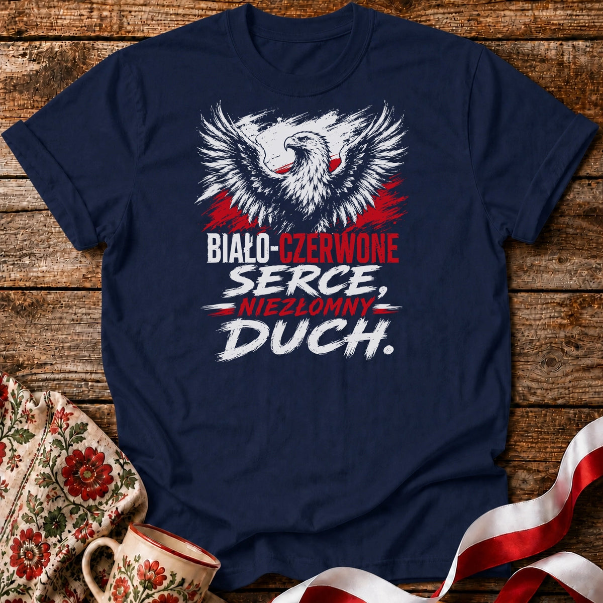 Biało-Czerwone Serce Unisex T-Shirt