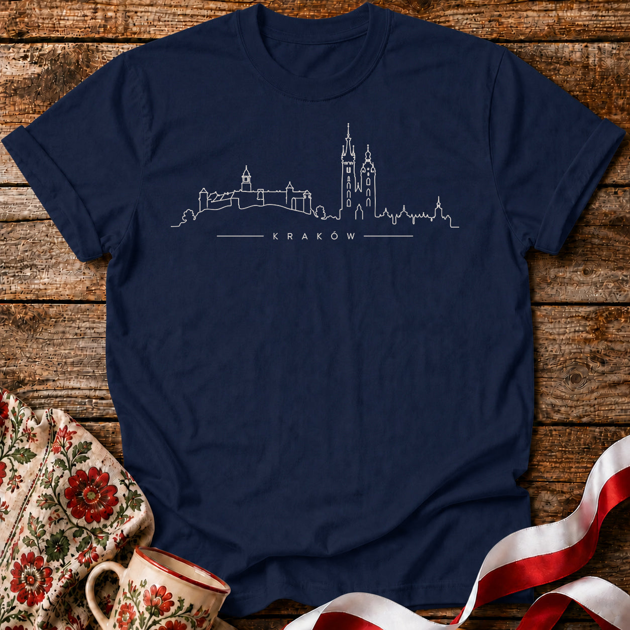 Kraków Minimal Skyline Polish City Unisex T-Shirt