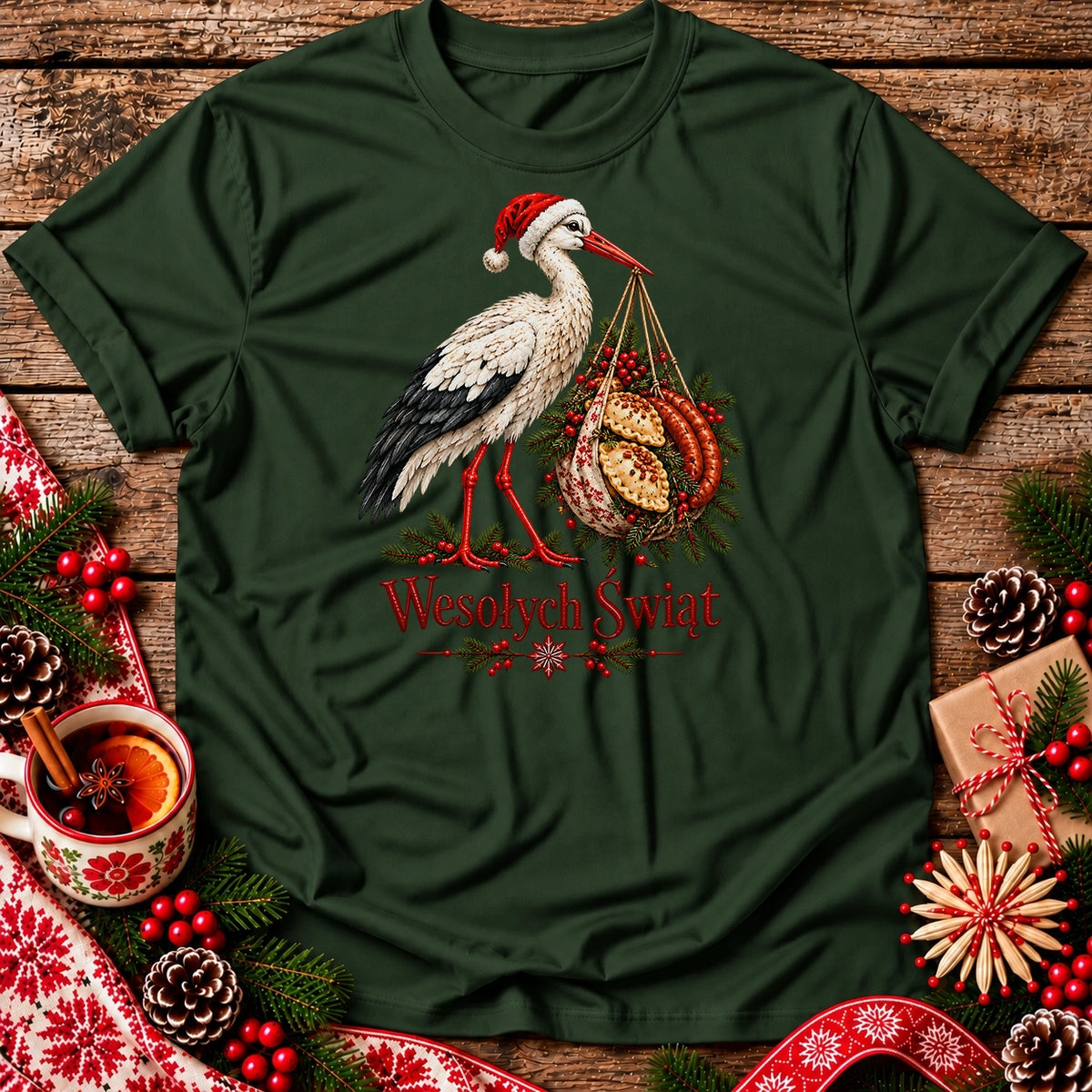 Wesołych Świąt Polish Christmas Stork Unisex T-Shirt