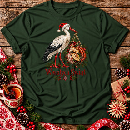Wesołych Świąt Polish Christmas Stork Unisex T-Shirt