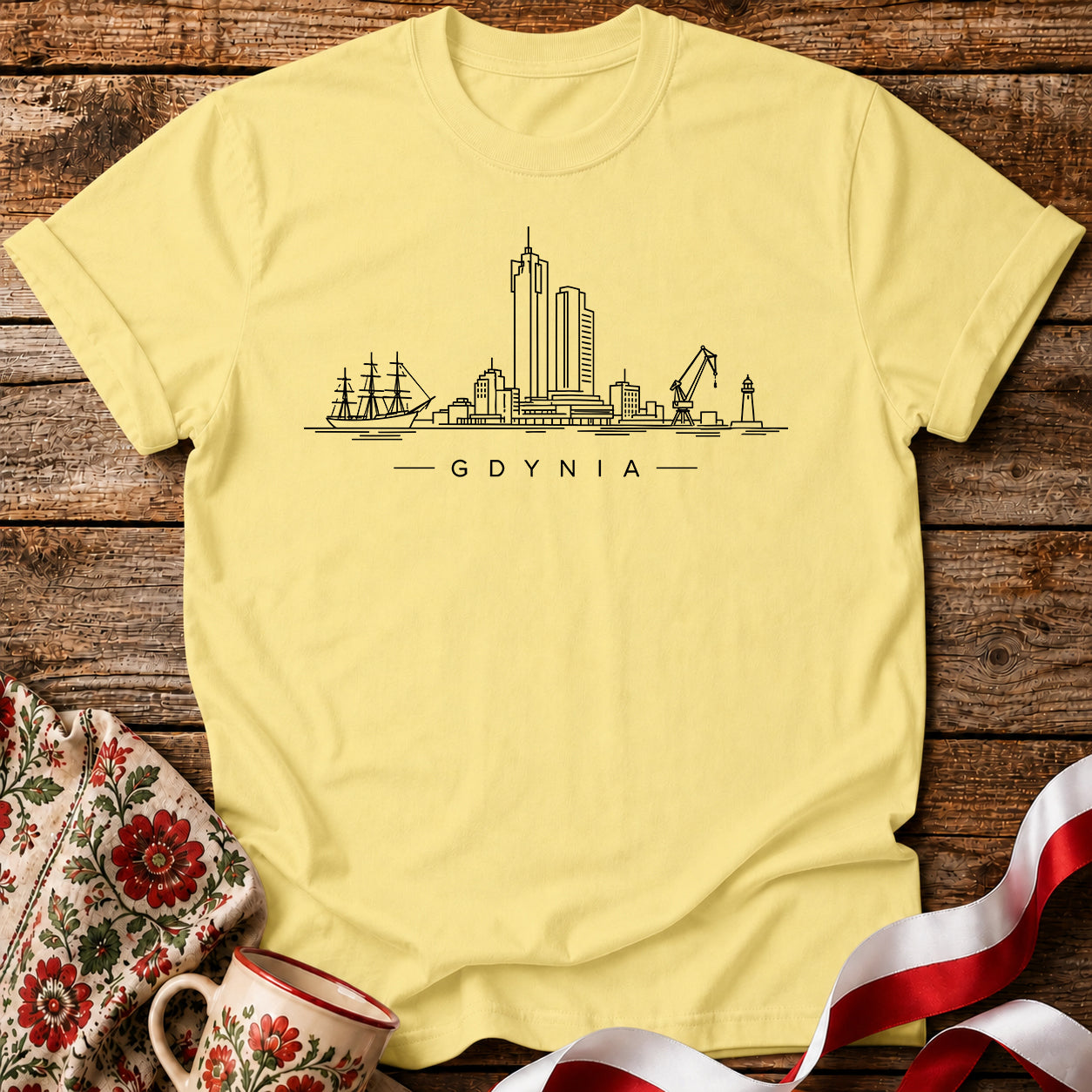 Gdynia Minimal Skyline Polish City Unisex T-Shirt