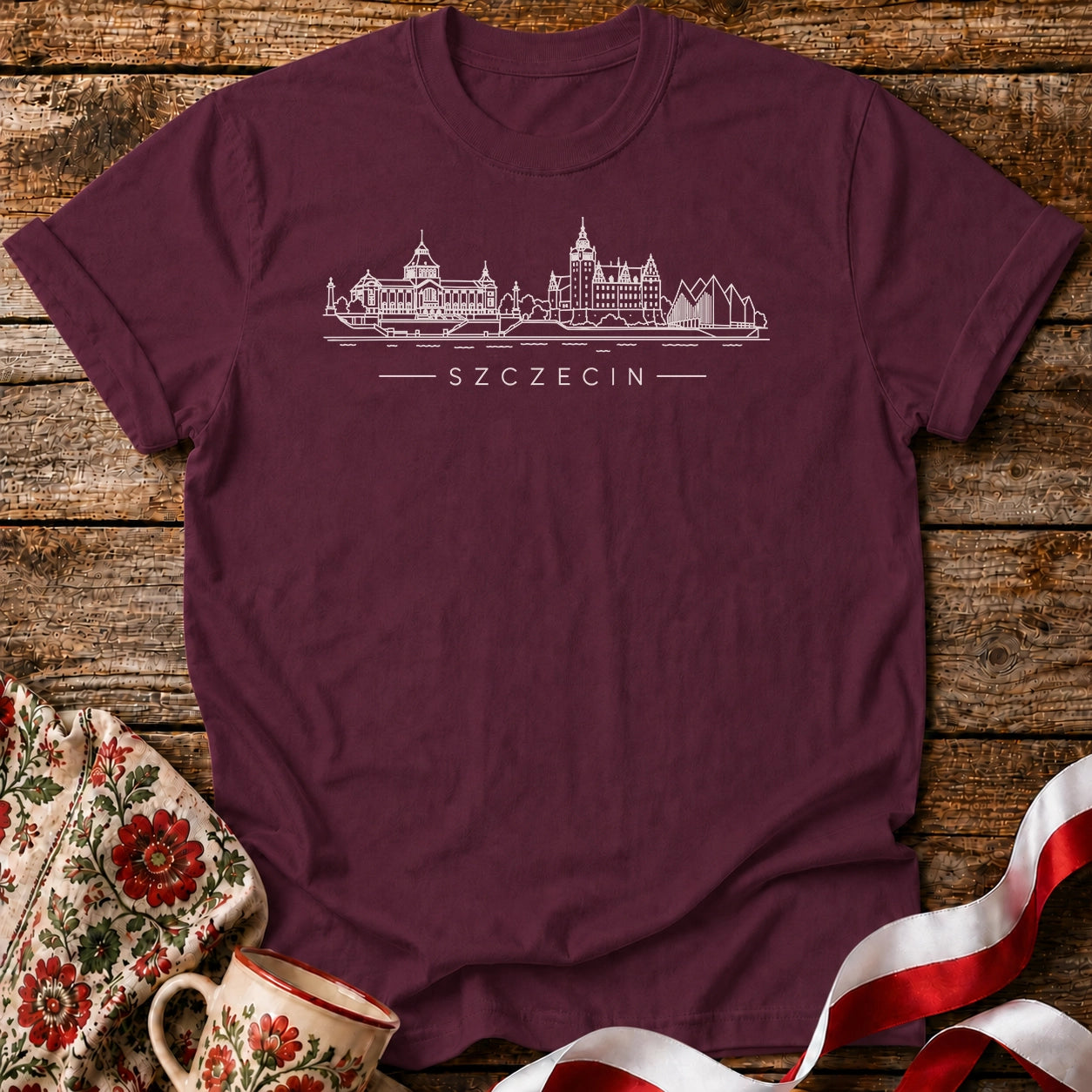 Szczecin Minimal Skyline Polish City Unisex T-Shirt