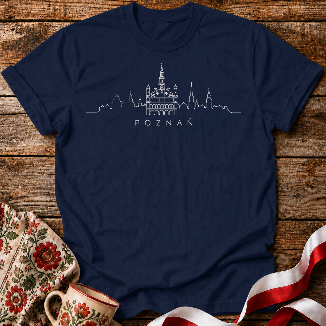 Poznań Minimal Skyline Polish City Unisex T-Shirt