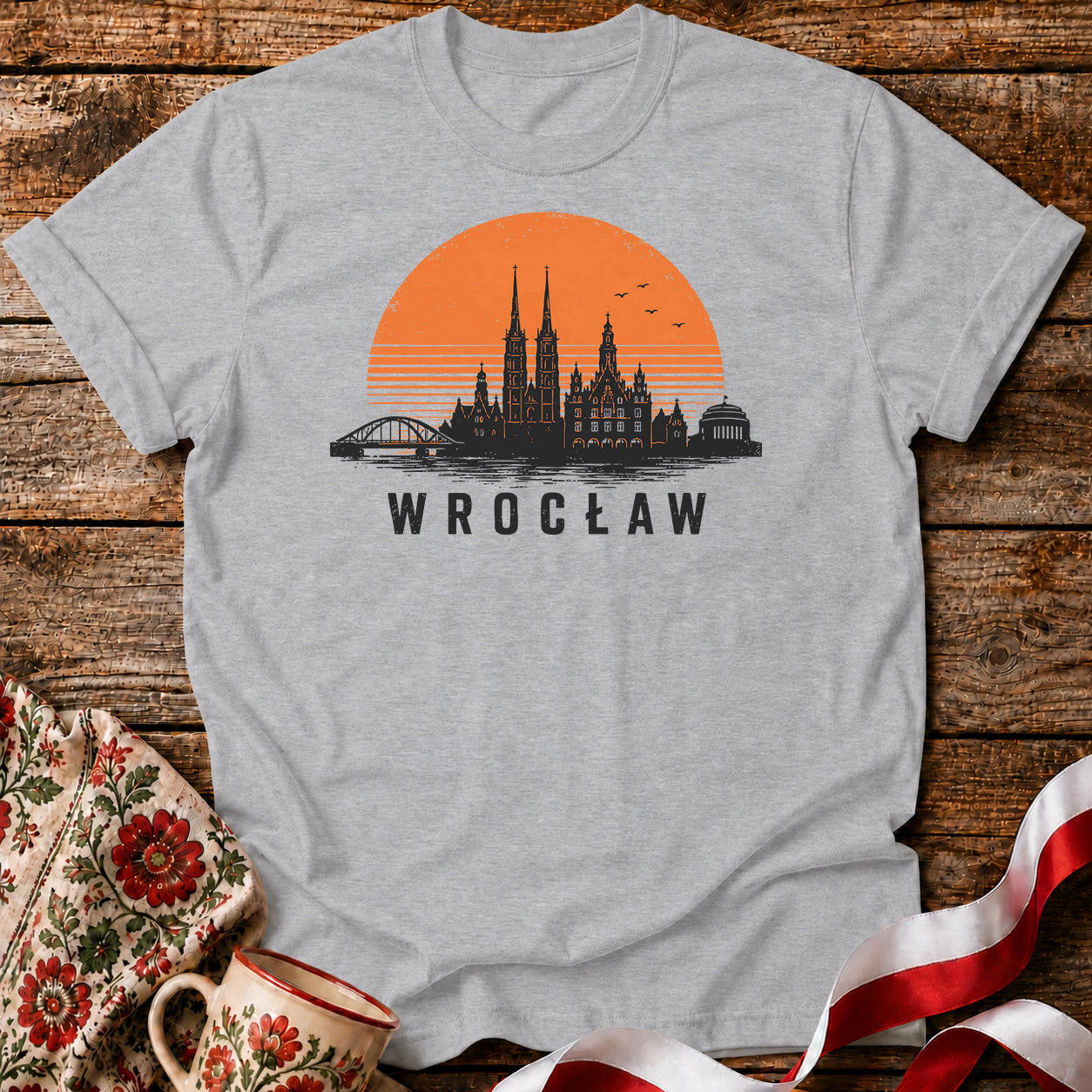 Wrocław Sunset Skyline Polish City Unisex T-Shirt
