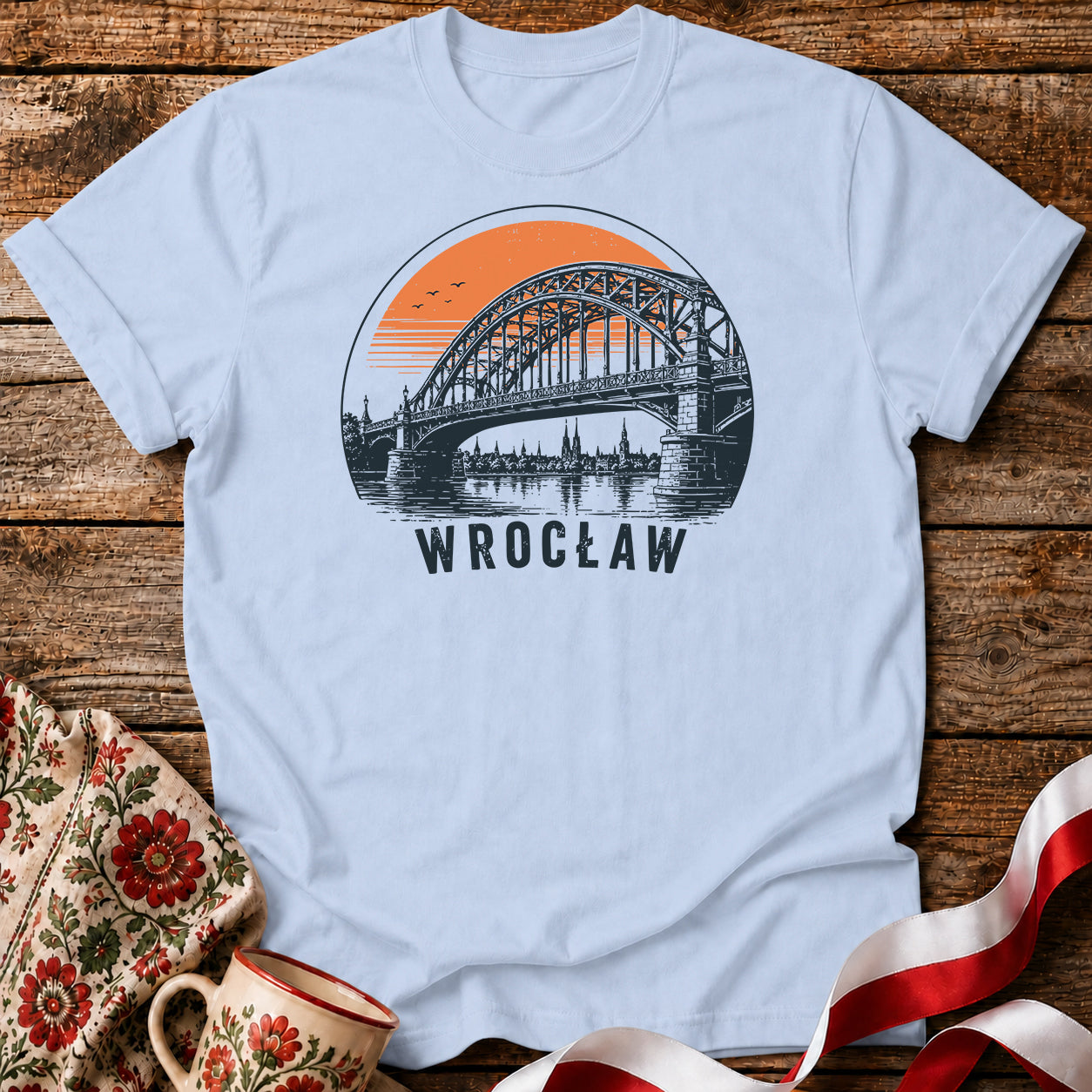 Wrocław Bridge Sunset Polish City Unisex T-Shirt