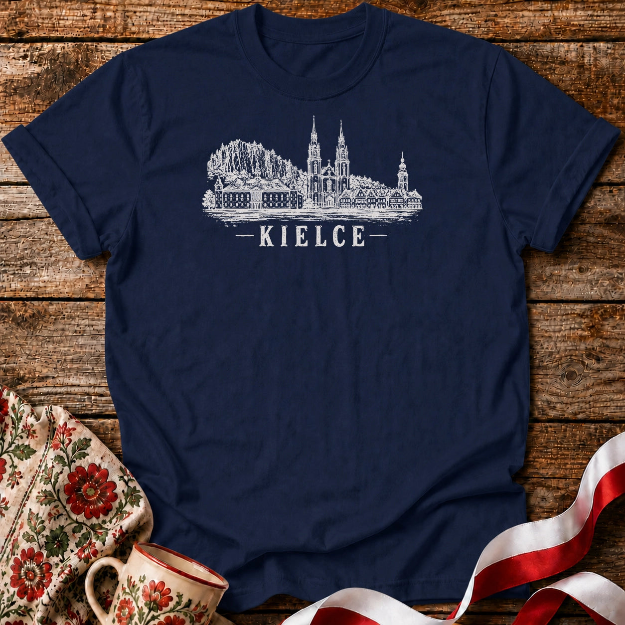 Kielce Grunge Skyline Polish City Unisex T-Shirt