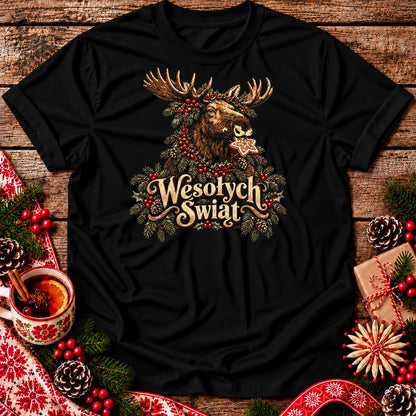 Wesołych Świąt Christmas Moose Unisex T-Shirt