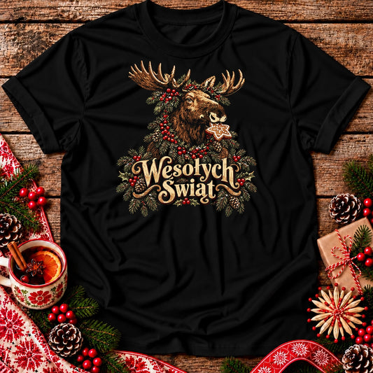 Wesołych Świąt Christmas Moose Unisex T-Shirt