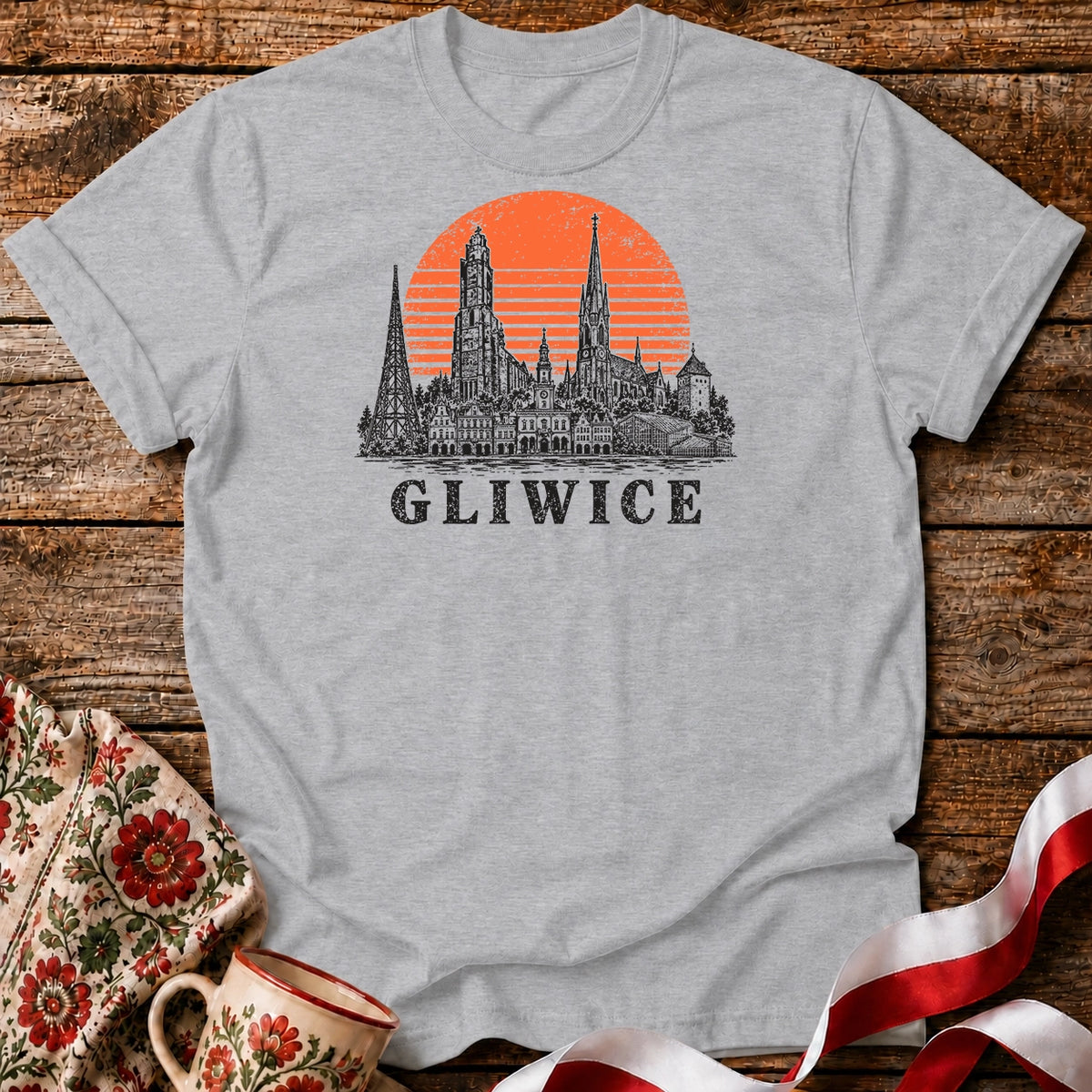 Gliwice Sunset Skyline Unisex T-Shirt