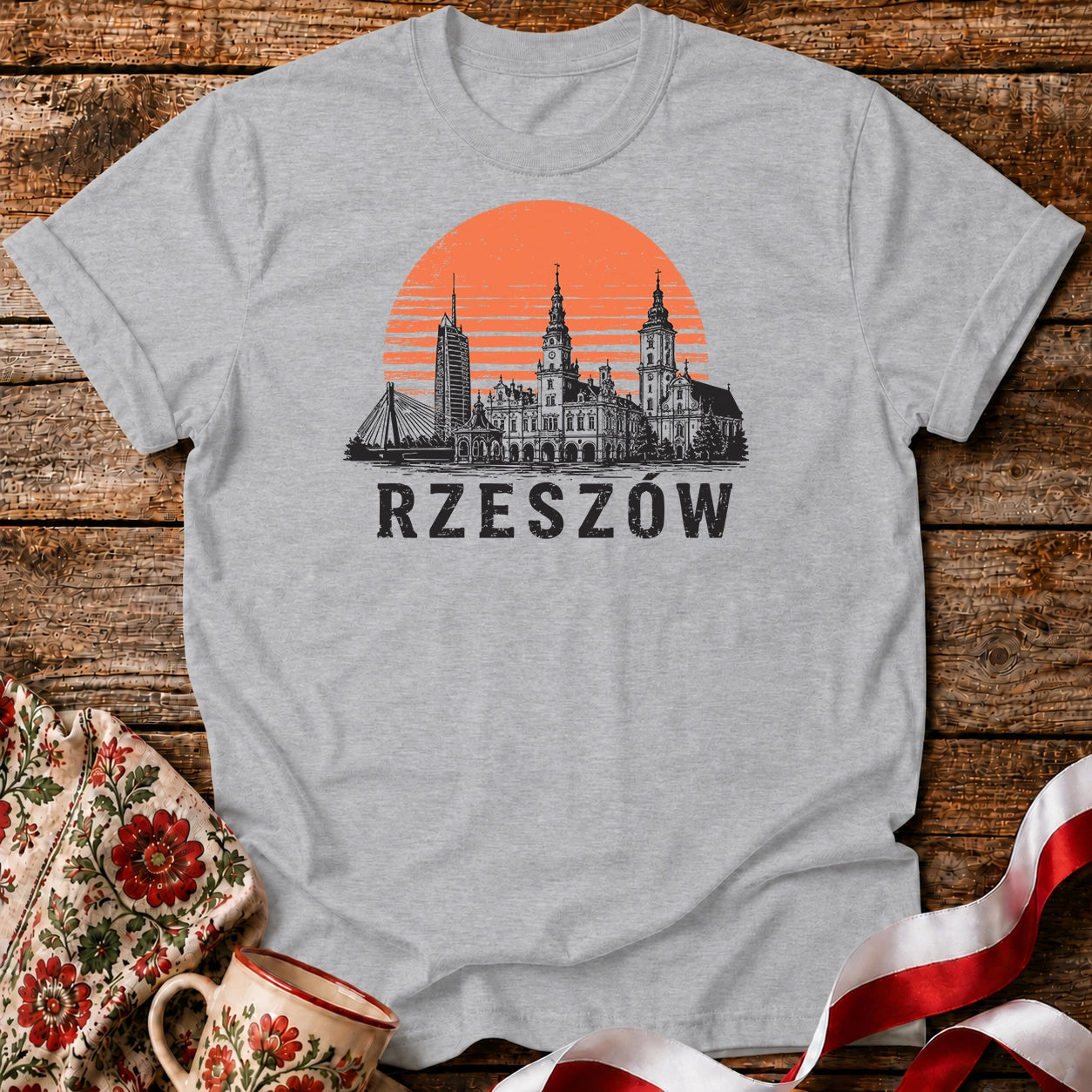 Rzeszów Sunset Skyline Polish City Unisex T-Shirt