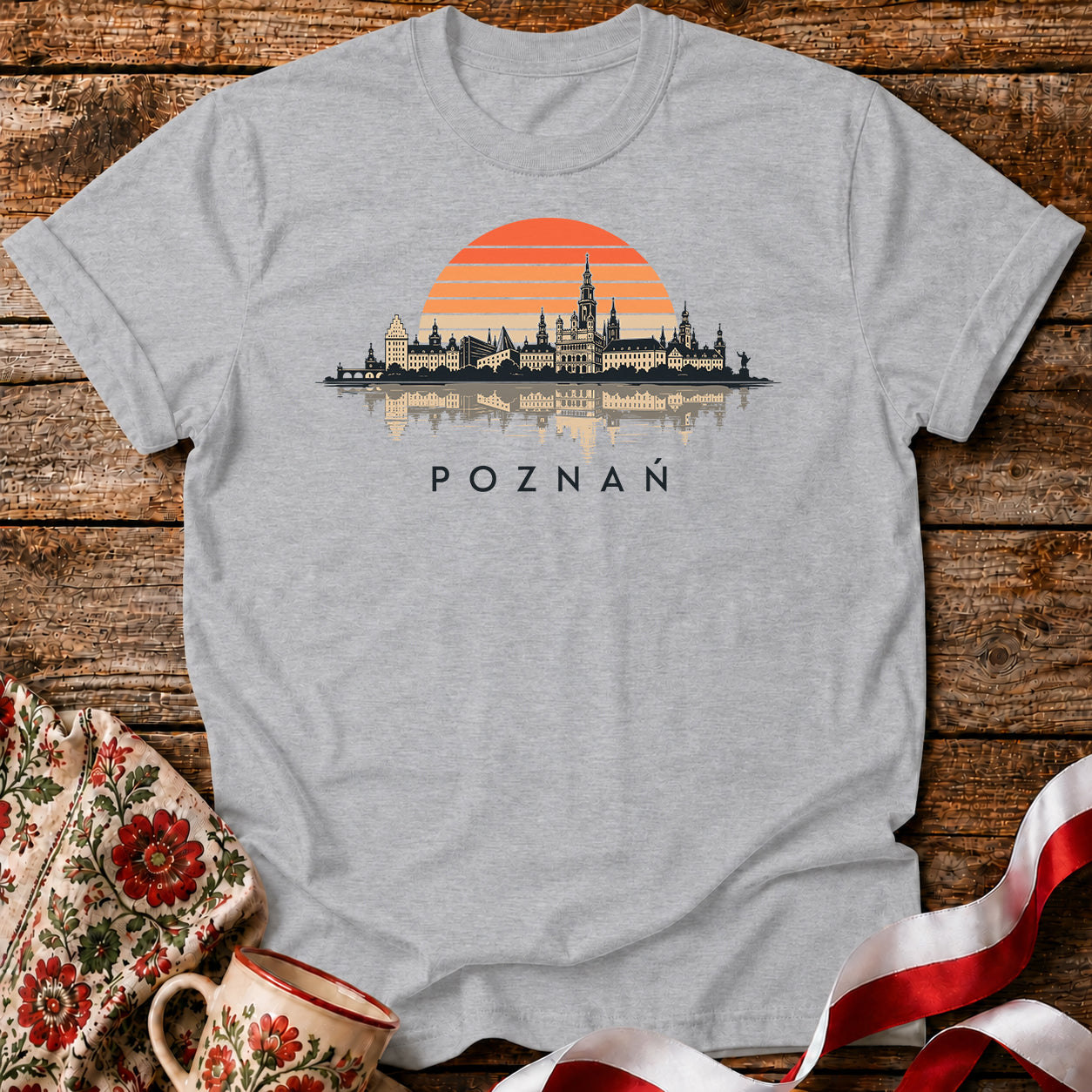 Poznań Sunset Skyline Polish City Unisex T-Shirt