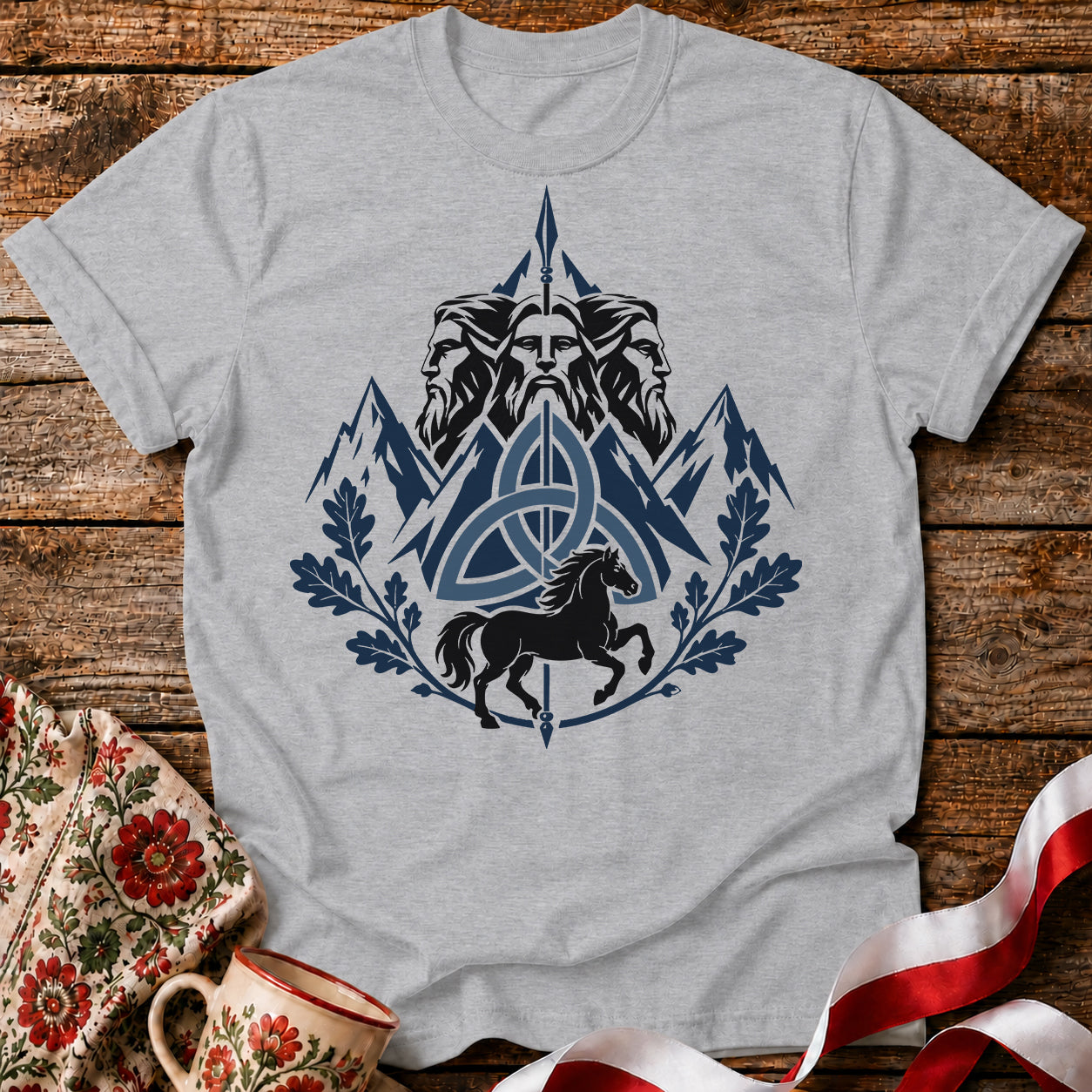 Triglav Blue Triquetra Slavic Mythology Unisex T-Shirt