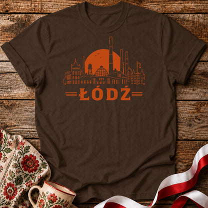 Łódź Sunset Industrial Skyline Polish City Unisex T-Shirt