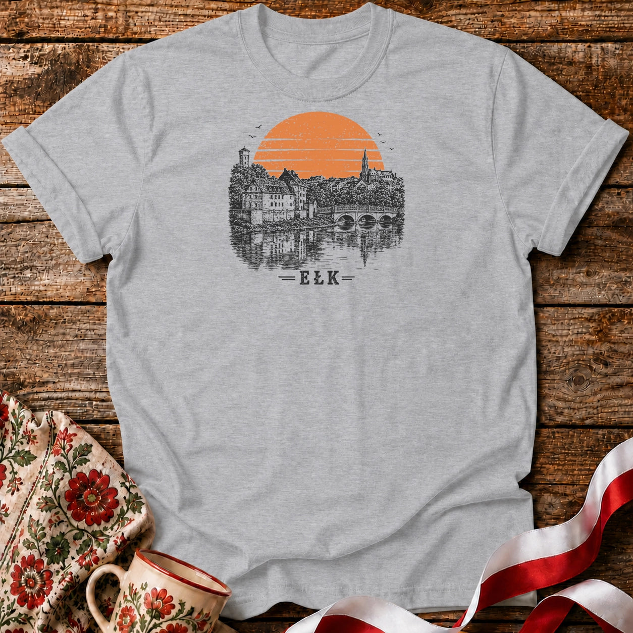 Ełk Sunset Skyline Unisex T-Shirt