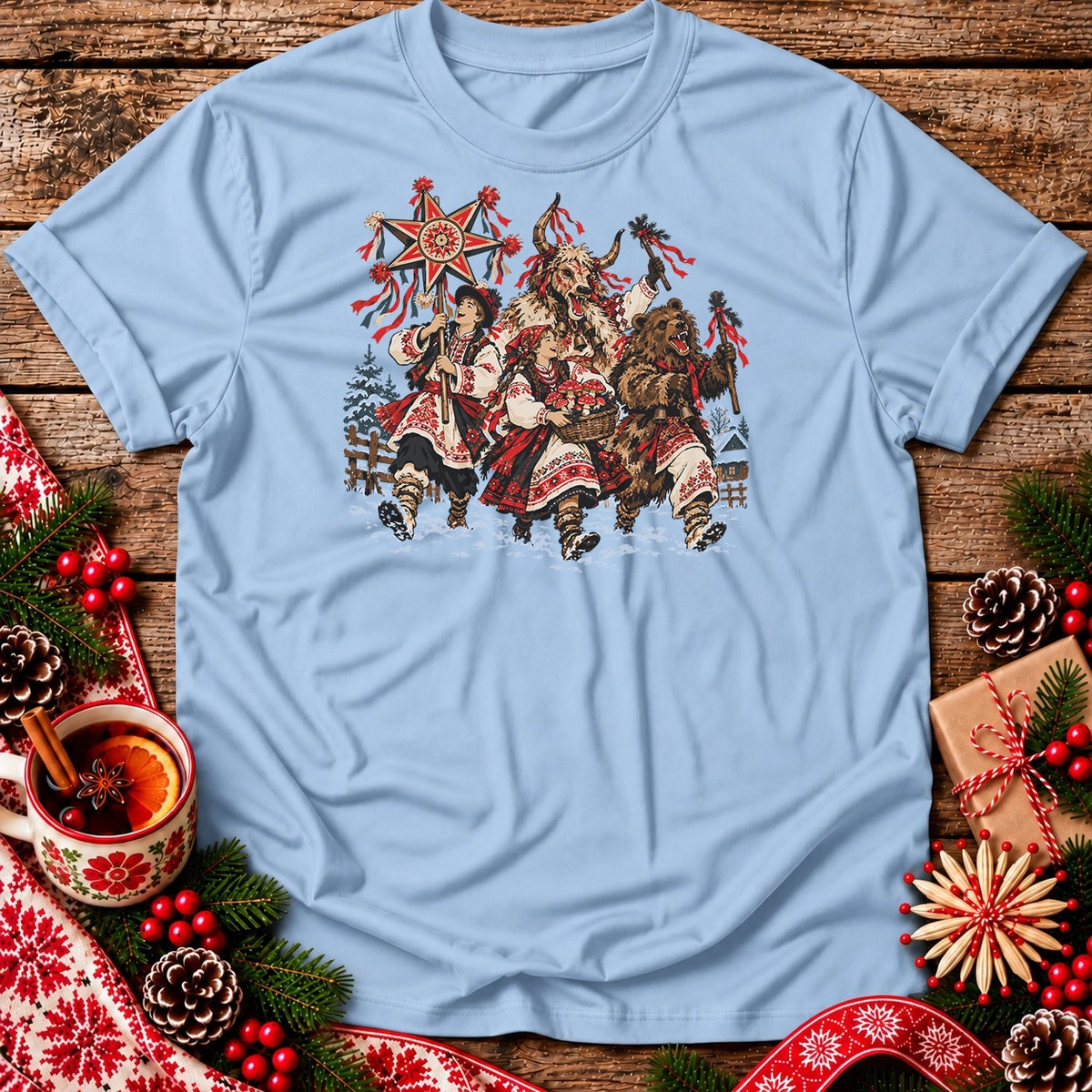 Polish Christmas Carolers with Turoń and Bear Unisex T-Shirt