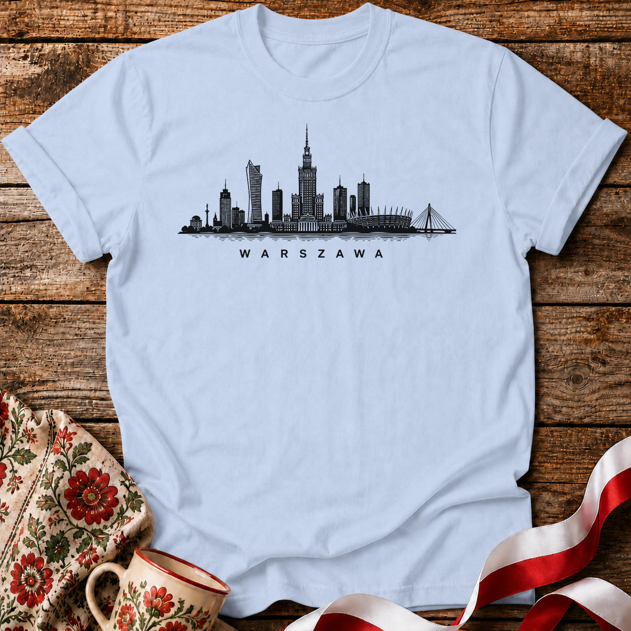 Warszawa Minimal Skyline Polish City Unisex T-Shirt