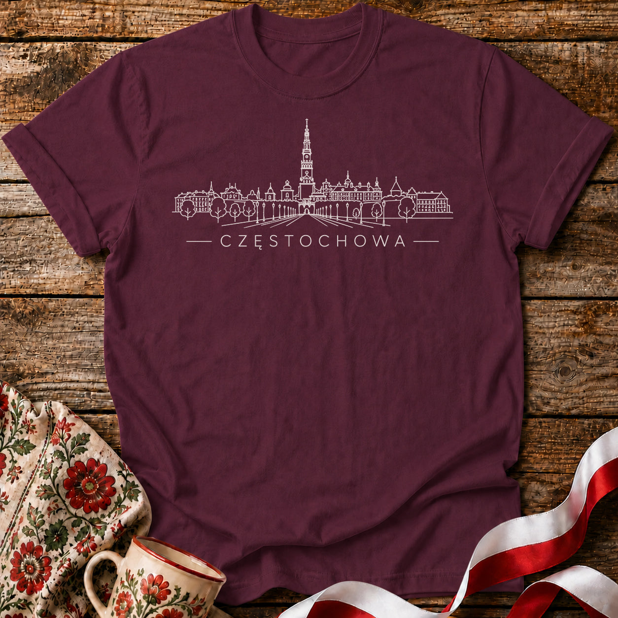 Częstochowa Minimal Skyline Polish City Unisex T-Shirt