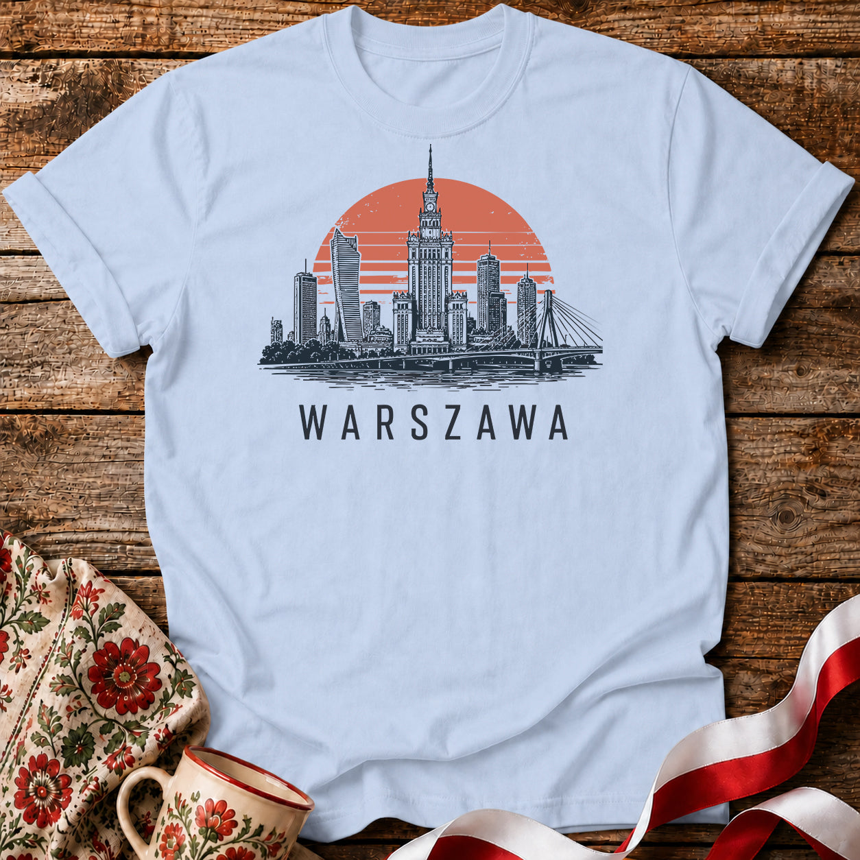 Warszawa Sunset Skyline Polish City Unisex T-Shirt