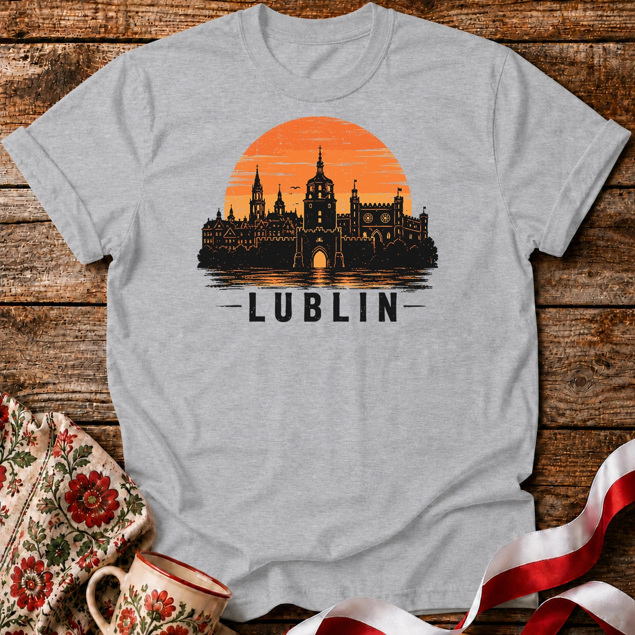 Lublin Sunset Skyline Polish City Unisex T-Shirt