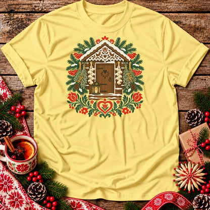 Polish Folk Christmas Cottage Unisex T-Shirt
