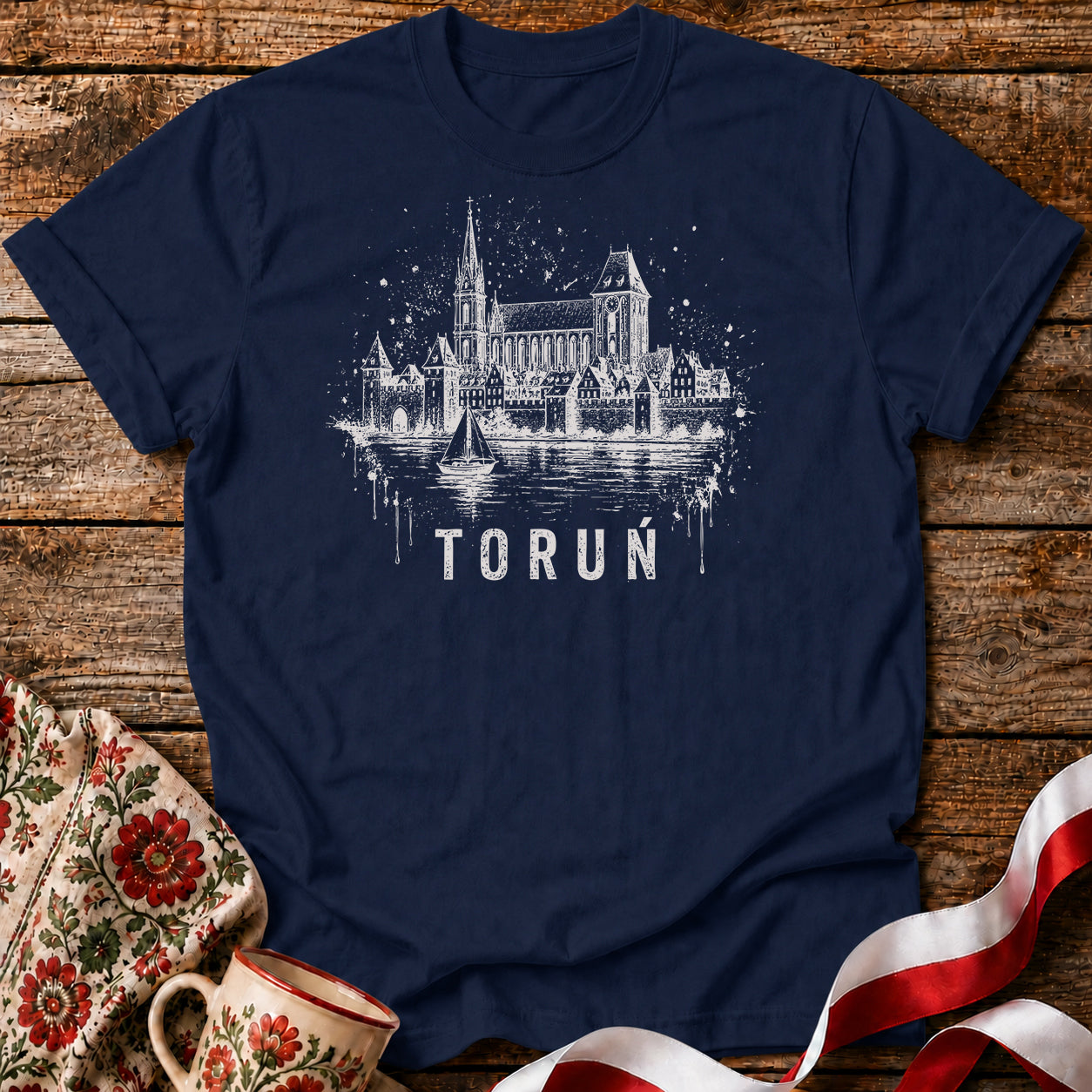 Toruń Ink Skyline Polish City Unisex T-Shirt