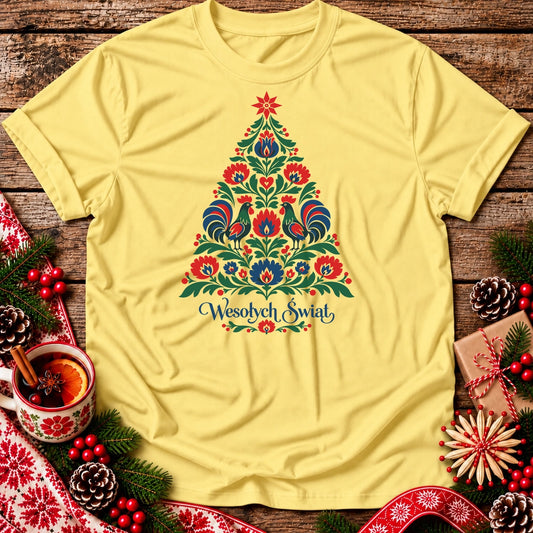 Wesołych Świąt Polish Folk Christmas Tree Unisex T-Shirt