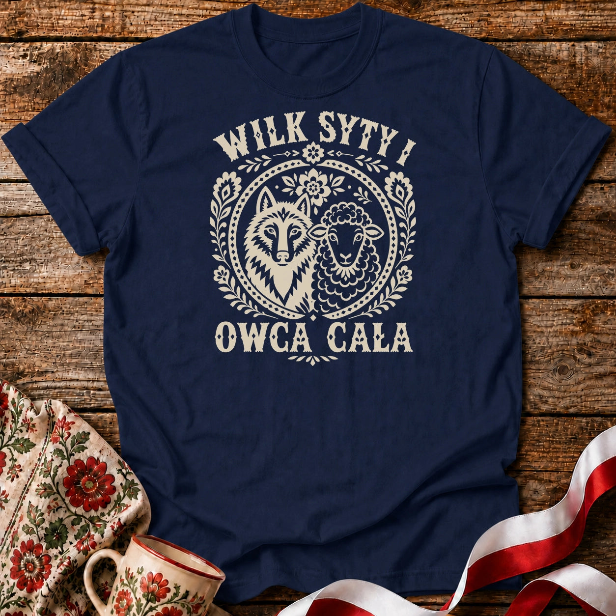 Wilk Syty Owca Cała Unisex T-Shirt