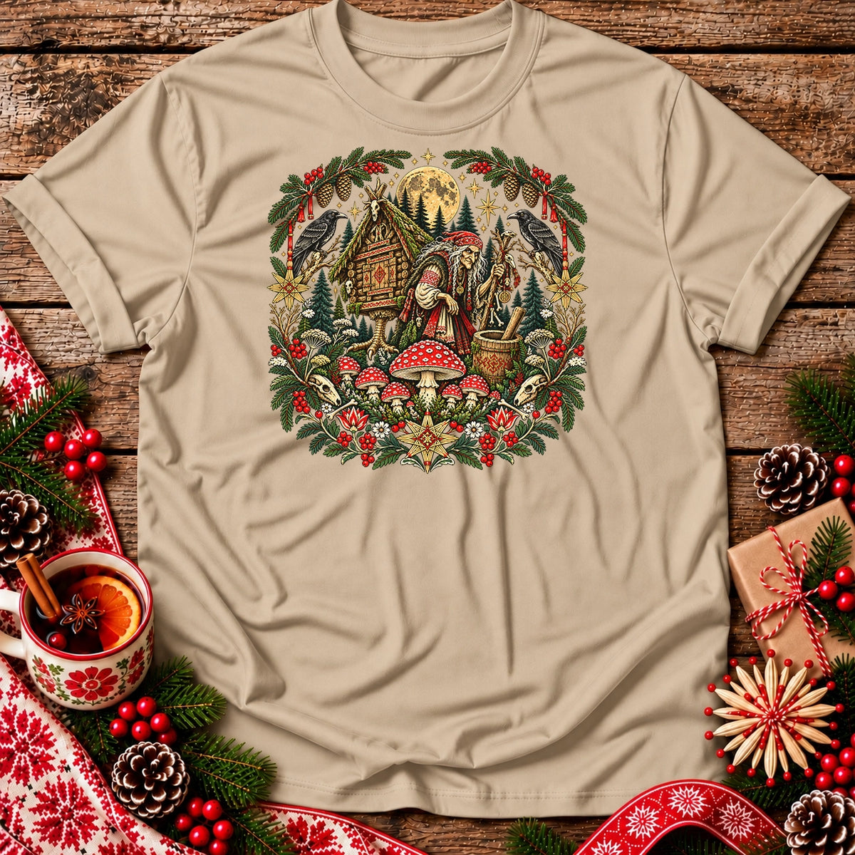 Christmas Baba Yaga and Chicken-Legged Hut Unisex T-Shirt