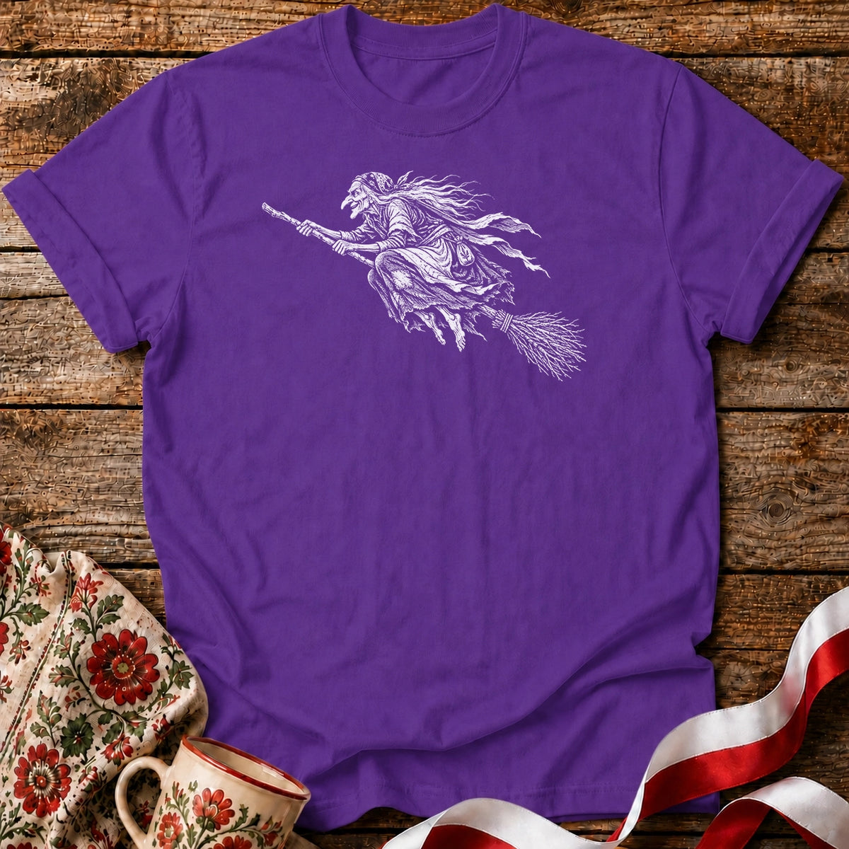 Baba Jaga Flying Broom Unisex T-Shirt