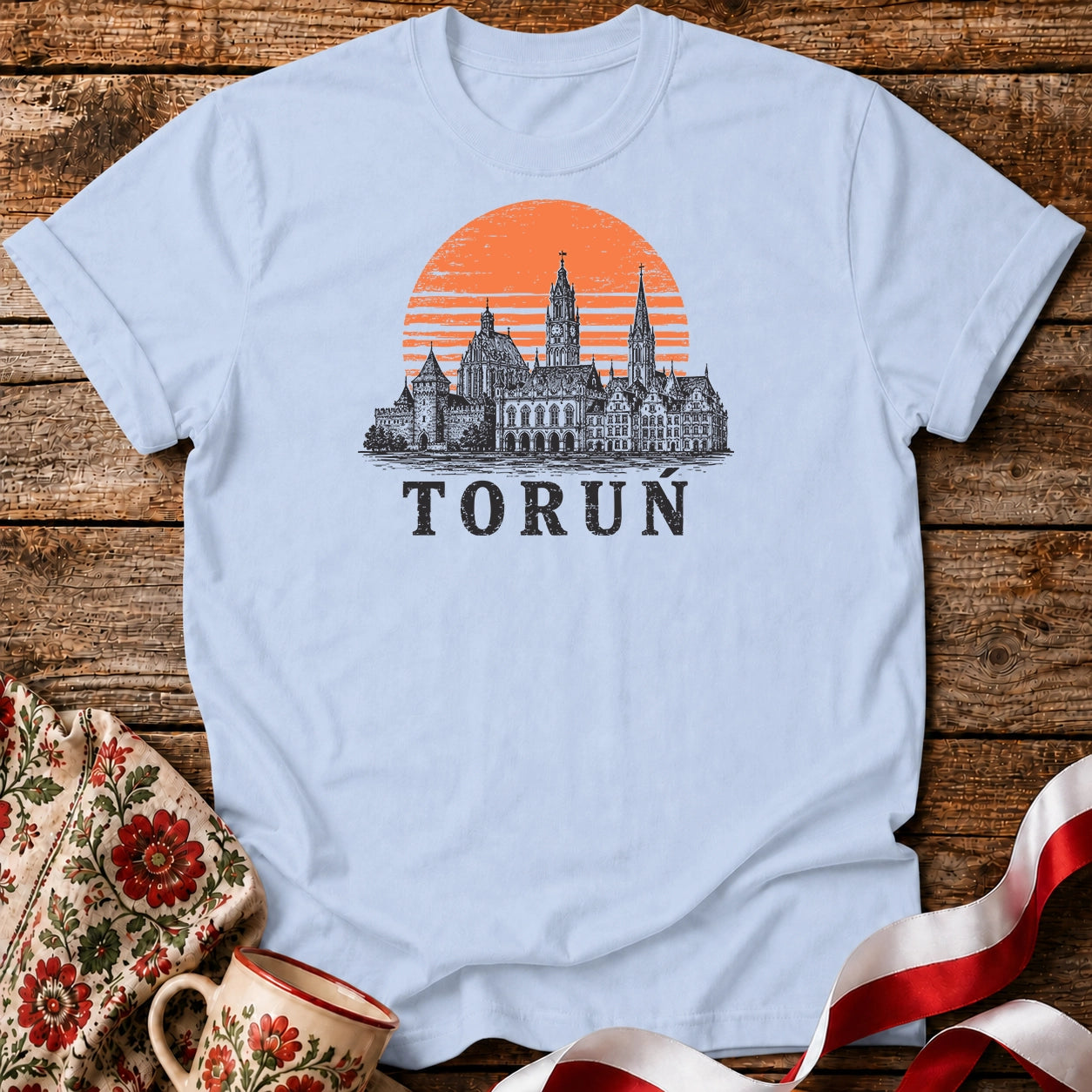 Toruń Sunset Skyline Polish City Unisex T-Shirt