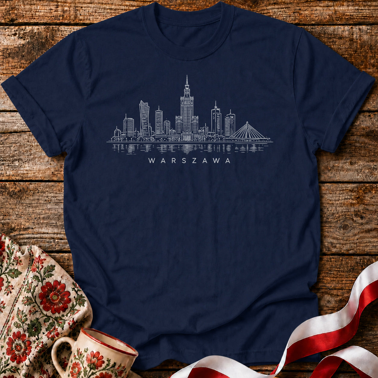 Warszawa Minimal Skyline Polish City Unisex T-Shirt