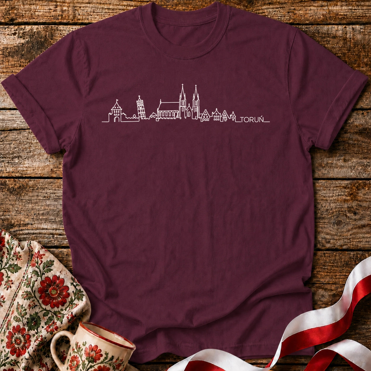 Toruń One-Line Skyline Polish City Unisex T-Shirt
