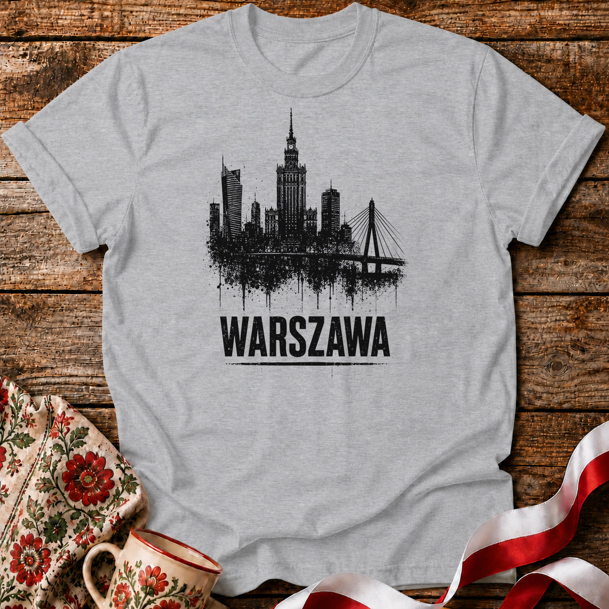 Warszawa Ink Skyline Polish City Unisex T-Shirt