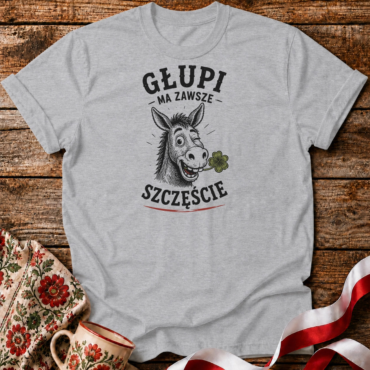 Głupi Ma Szczęście Unisex T-Shirt