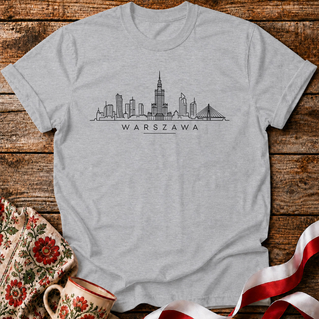 Warszawa Minimal Skyline Polish City Unisex T-Shirt